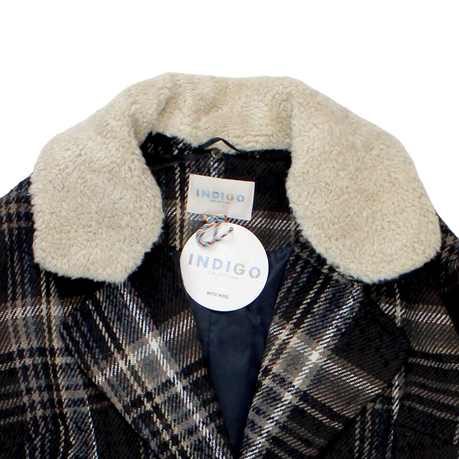 M&S Brown Check Fleece Collared Jacket