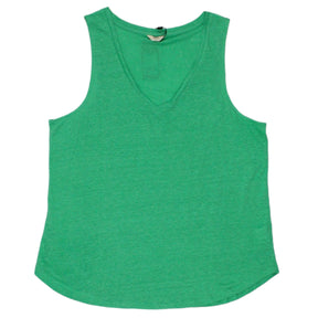 Hush Green Linen V Tank Top