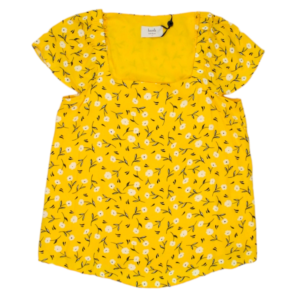 Hush Yellow Delia Square Neck Top