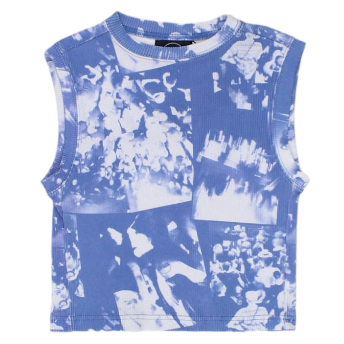 Boiler Room Blue Rave Print Rib Sleeveless Tee