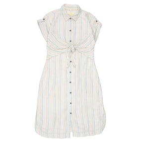Maeve White Striped Tie Front Shirtdress