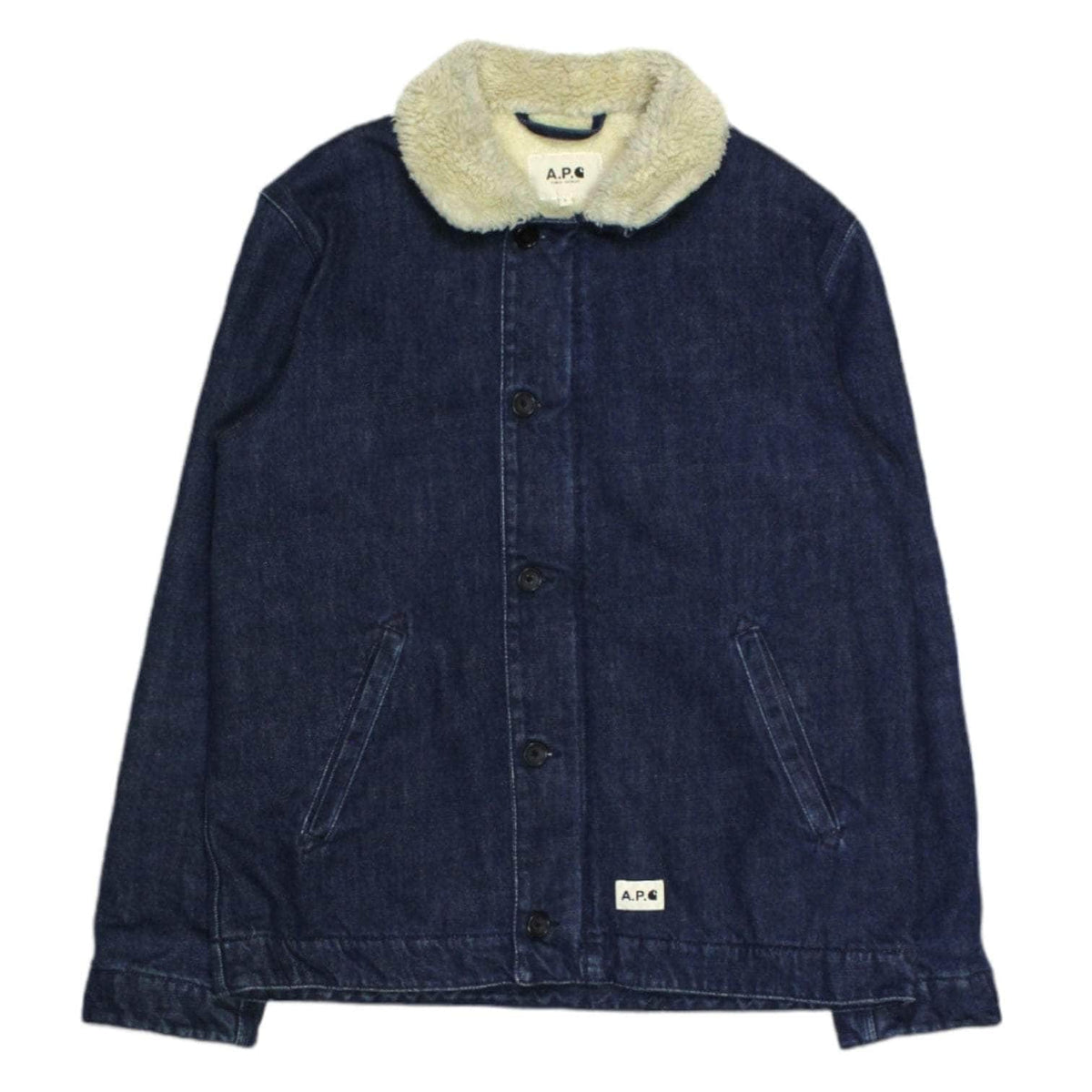 APC x Carhartt Blue Shearling Denim Jacket