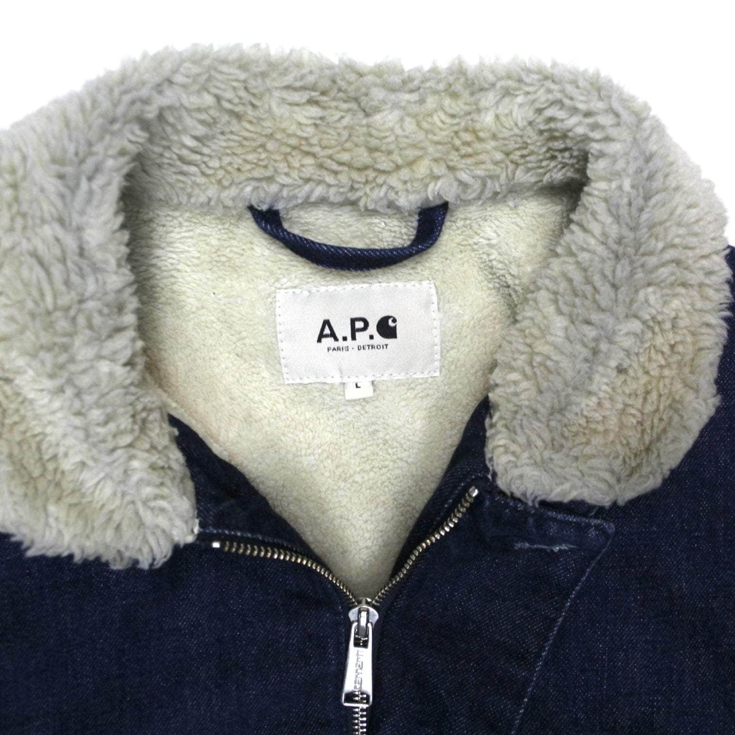 APC x Carhartt Blue Shearling Denim Jacket