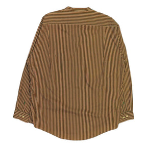 Tommy Hilfiger Brown Red Cream Striped Collarless Shirt