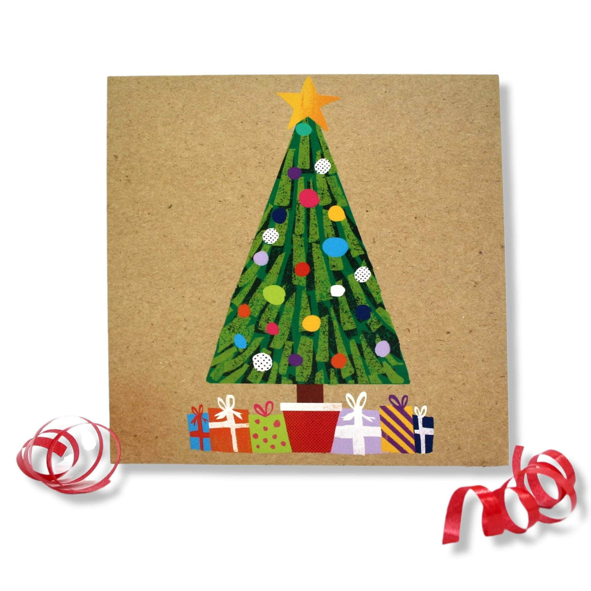 Colourful Presents Under The Tree Christmas Cards - Pack of 10