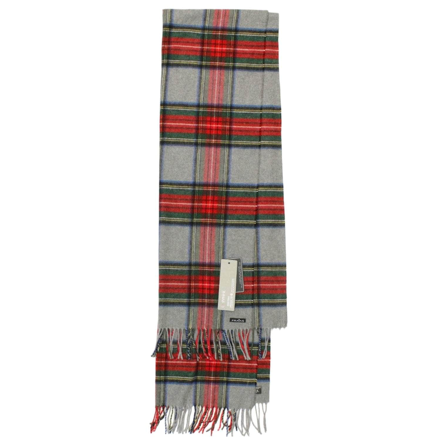 Fraas Grey Tartan Fringed Scarf