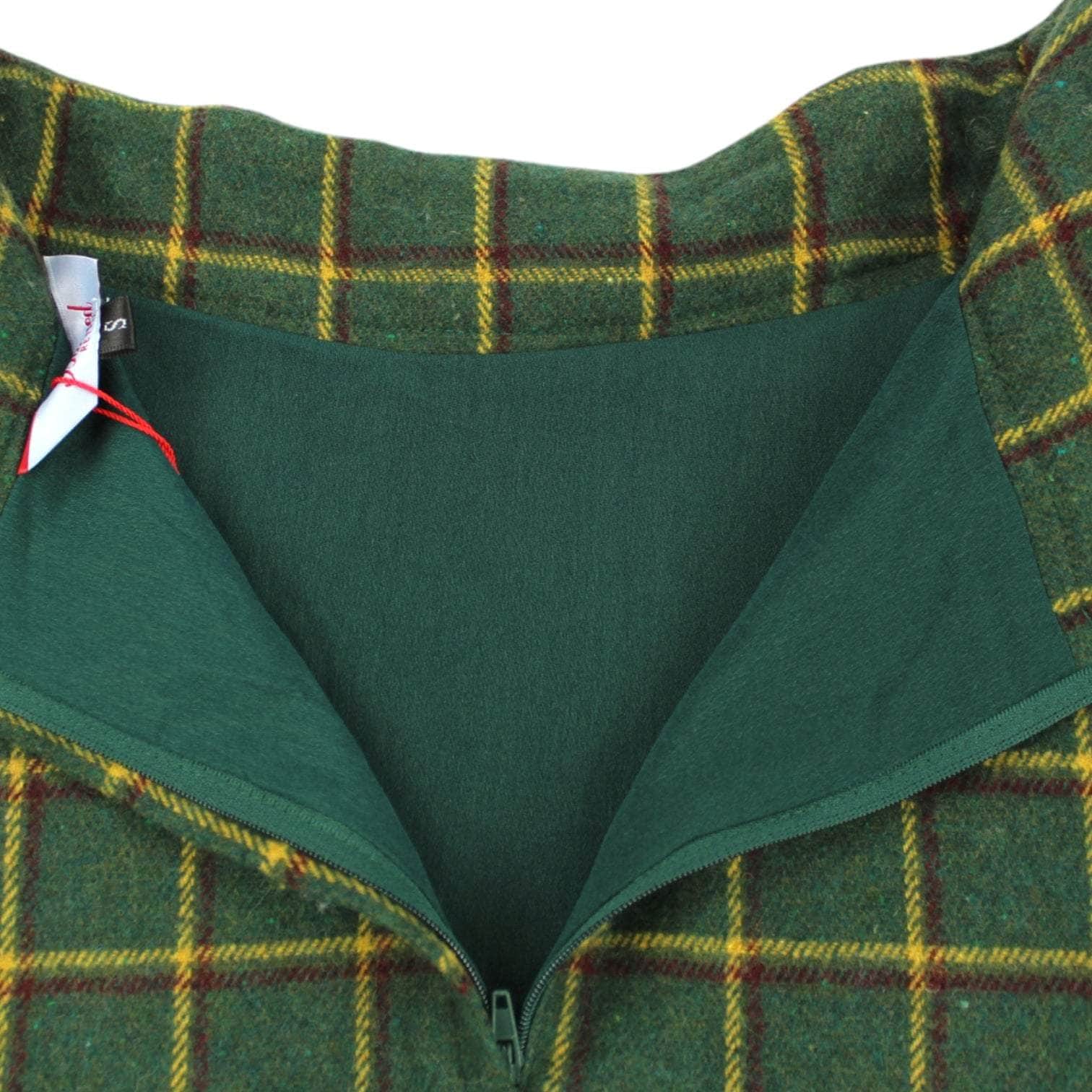 Banned Retro Green Checked Swing Skirt