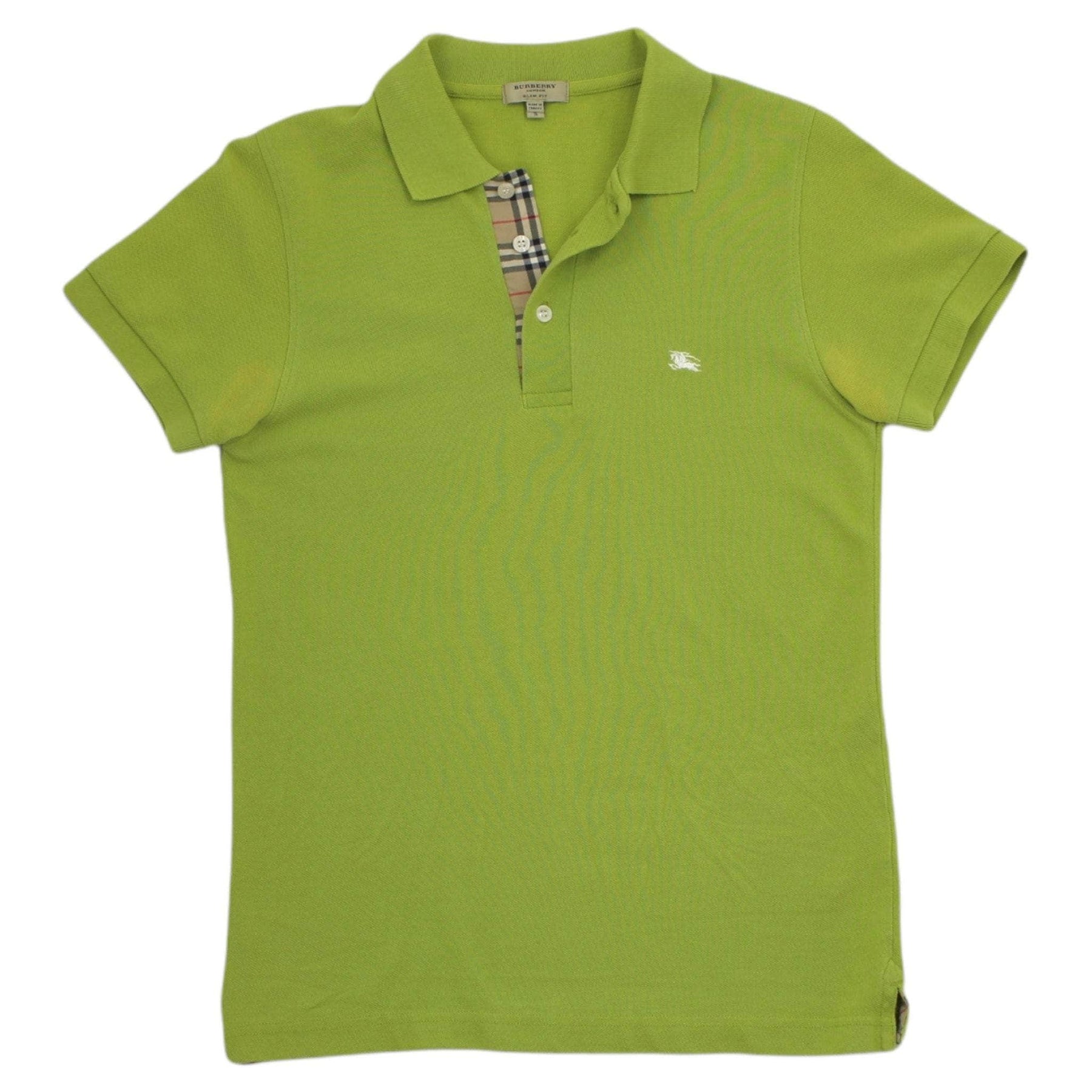 Burberry Lime Green Check Trim Polo Shirt