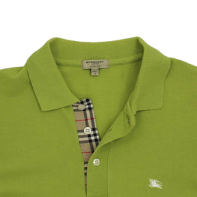 Burberry Lime Green Check Trim Polo Shirt