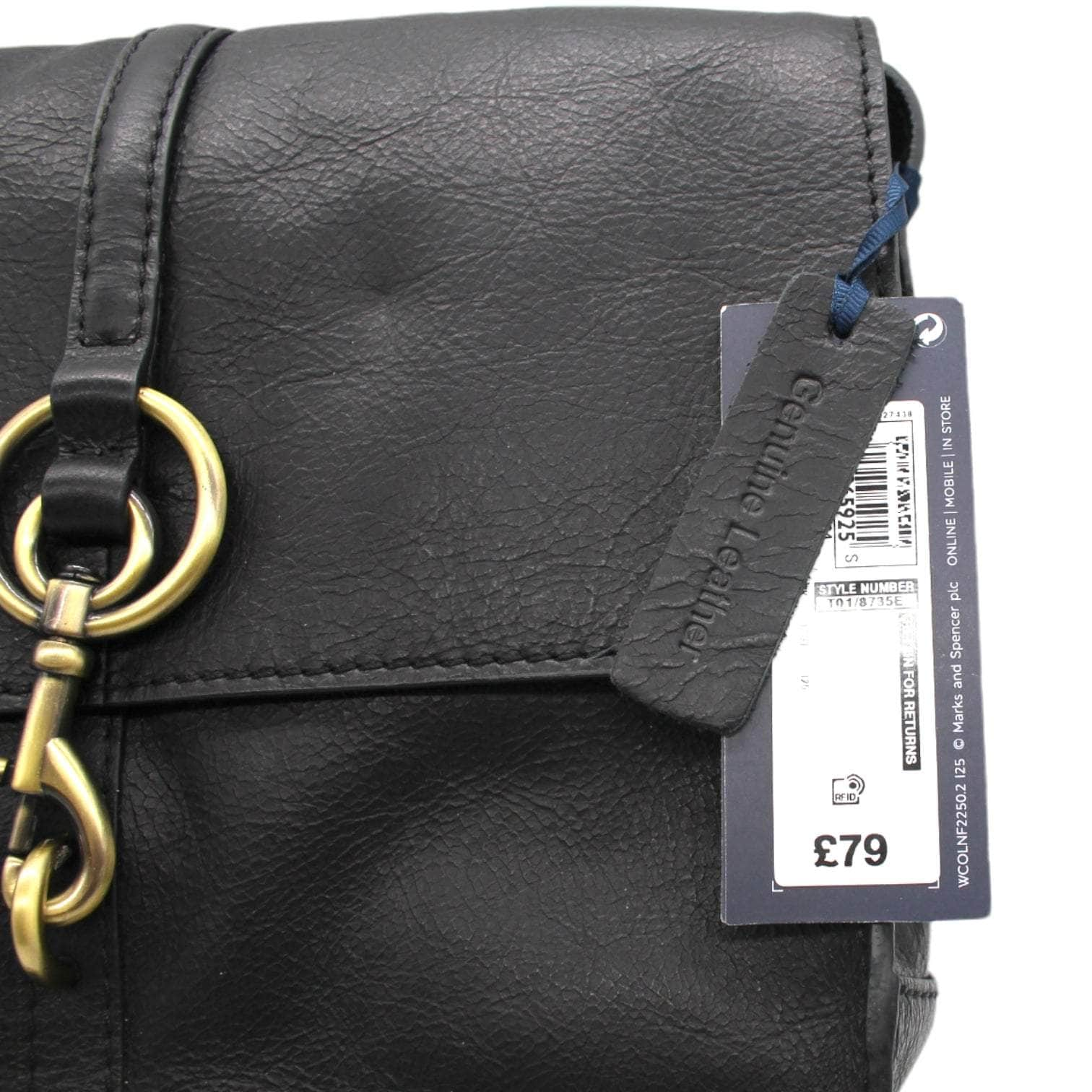 M&S Black Leather Cross Body Bag