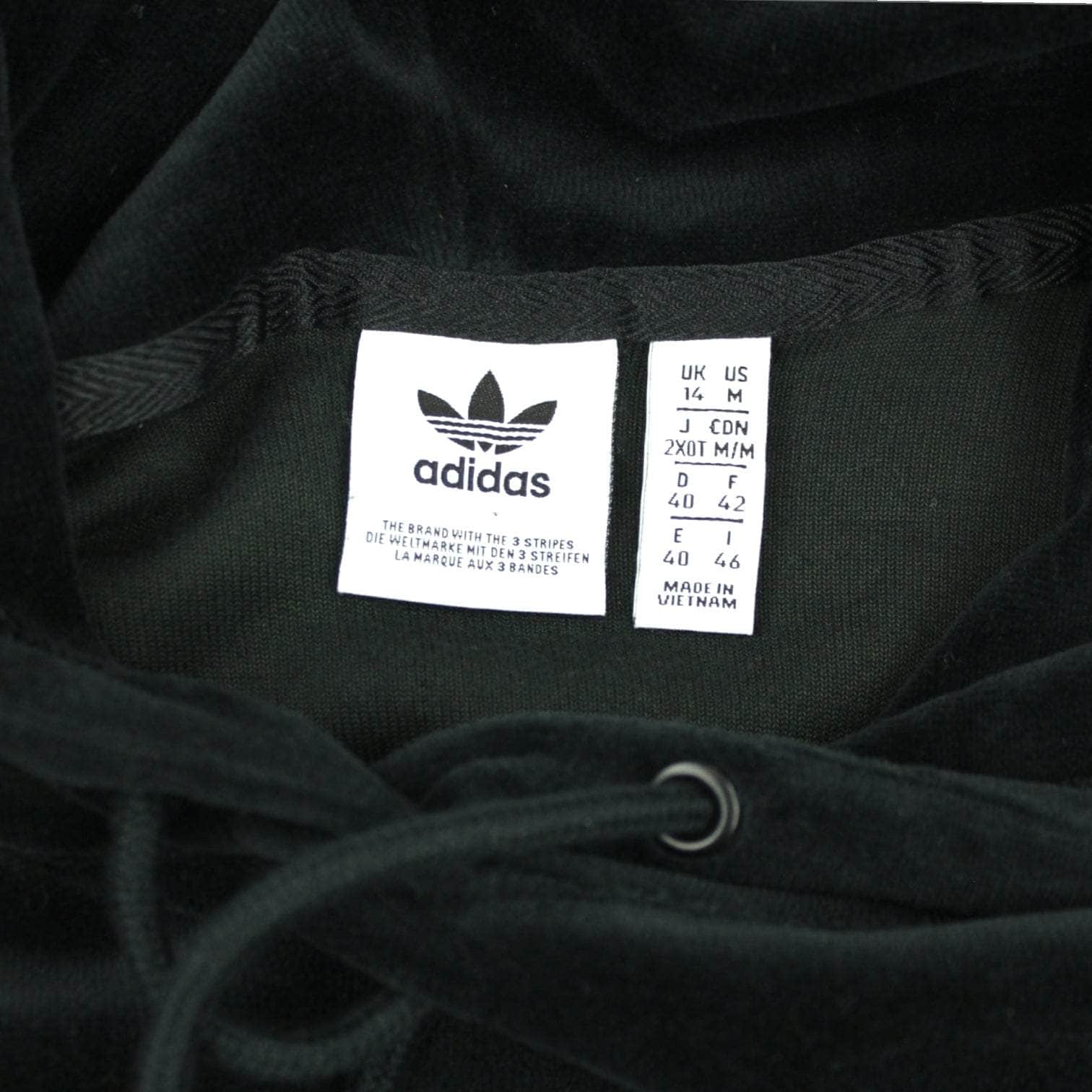Adidas Black Velour Logo Crop Hoodie