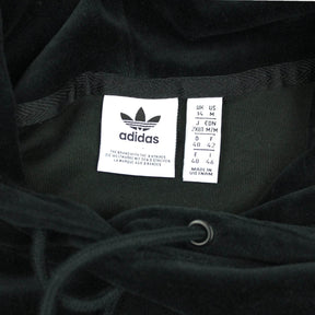 Adidas Black Velour Logo Crop Hoodie