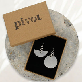 Moon / Half Moon Silver Earrings by Pivot