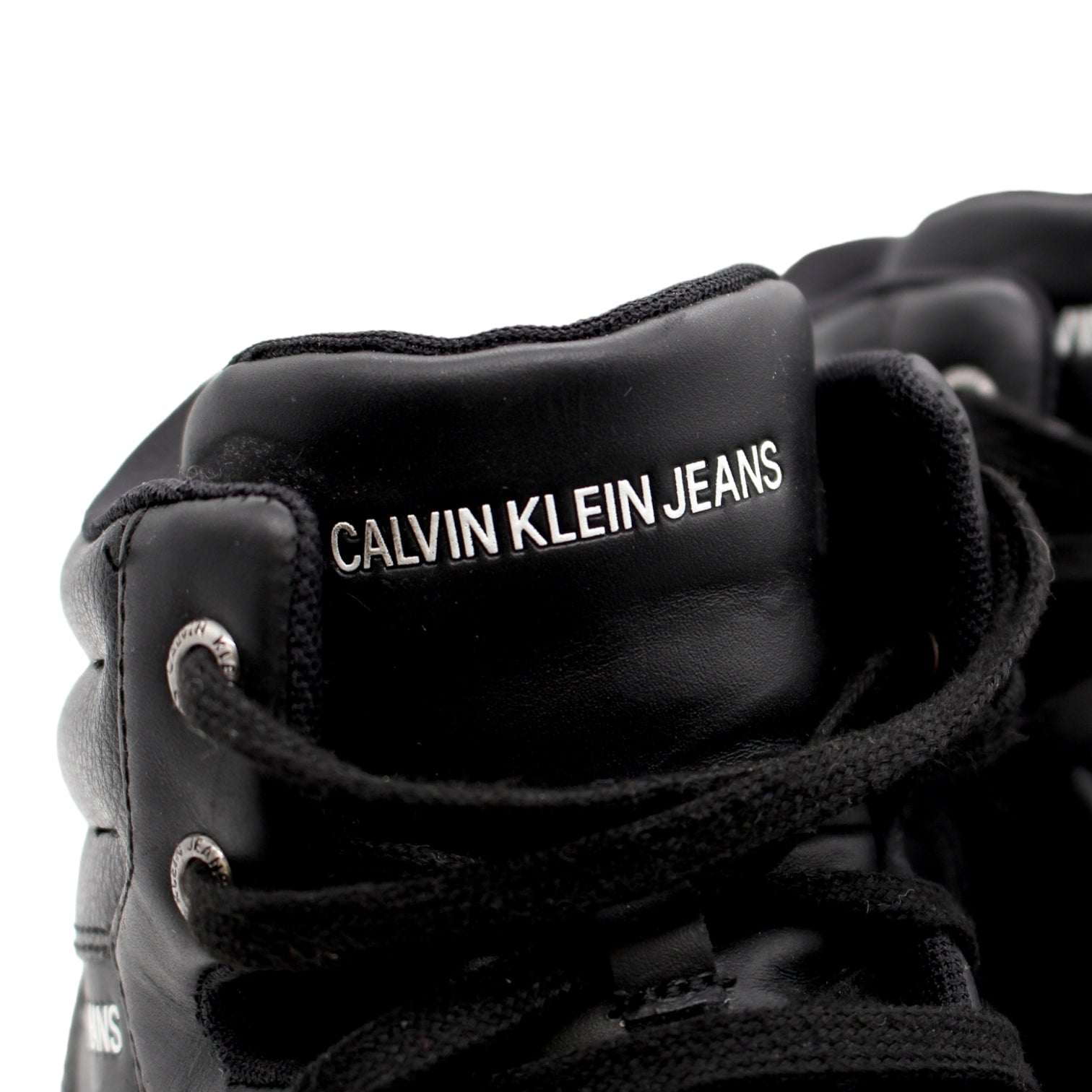 Calvin Klein Black Leather High Top Trainers