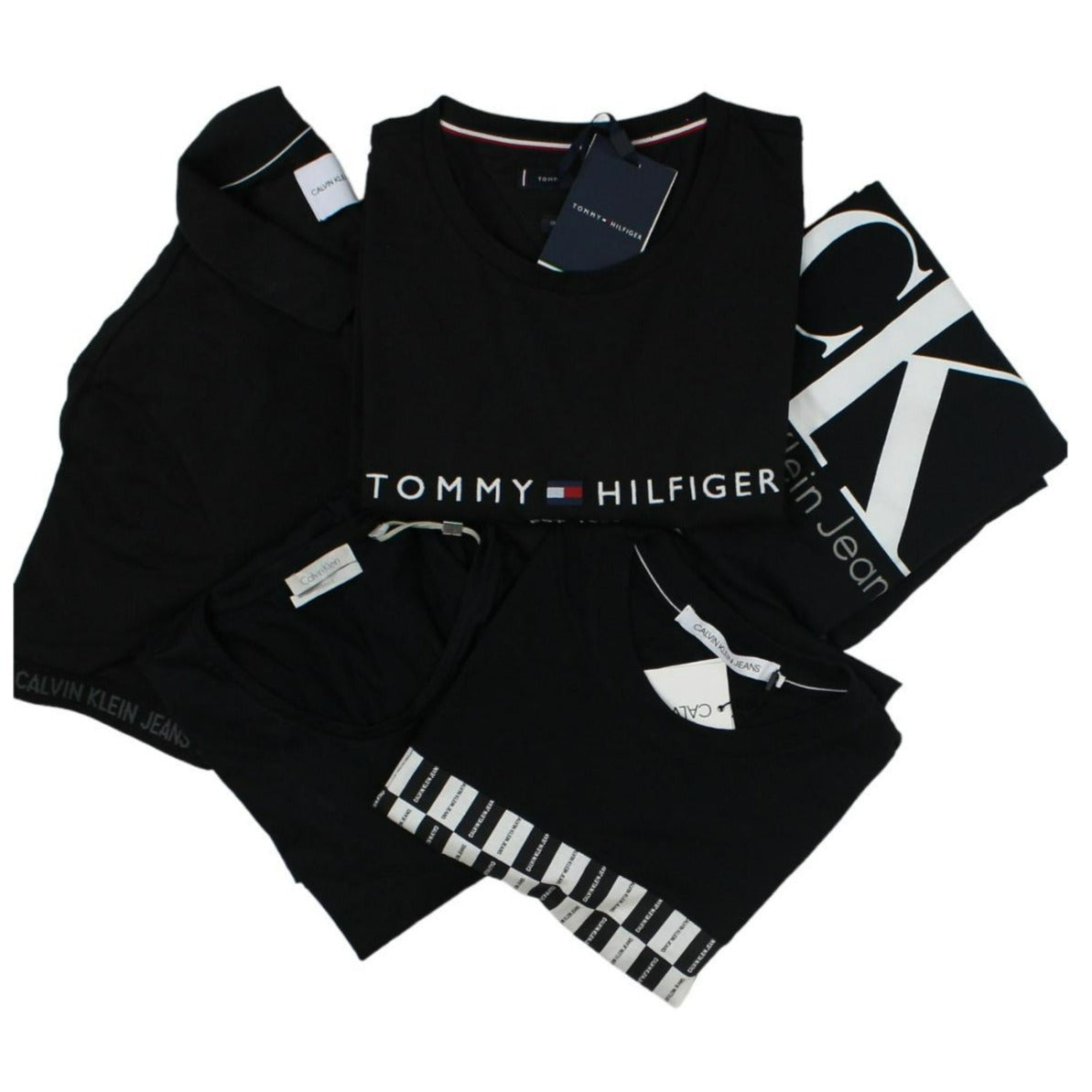 x6 Mixed Gender Tommy Hilfiger & Calvin Klein Black T-shirt & Polo Shirt Bundle
