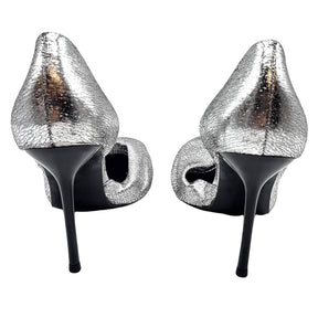 Zara Cracked Silver Metallic Stiletto Heels
