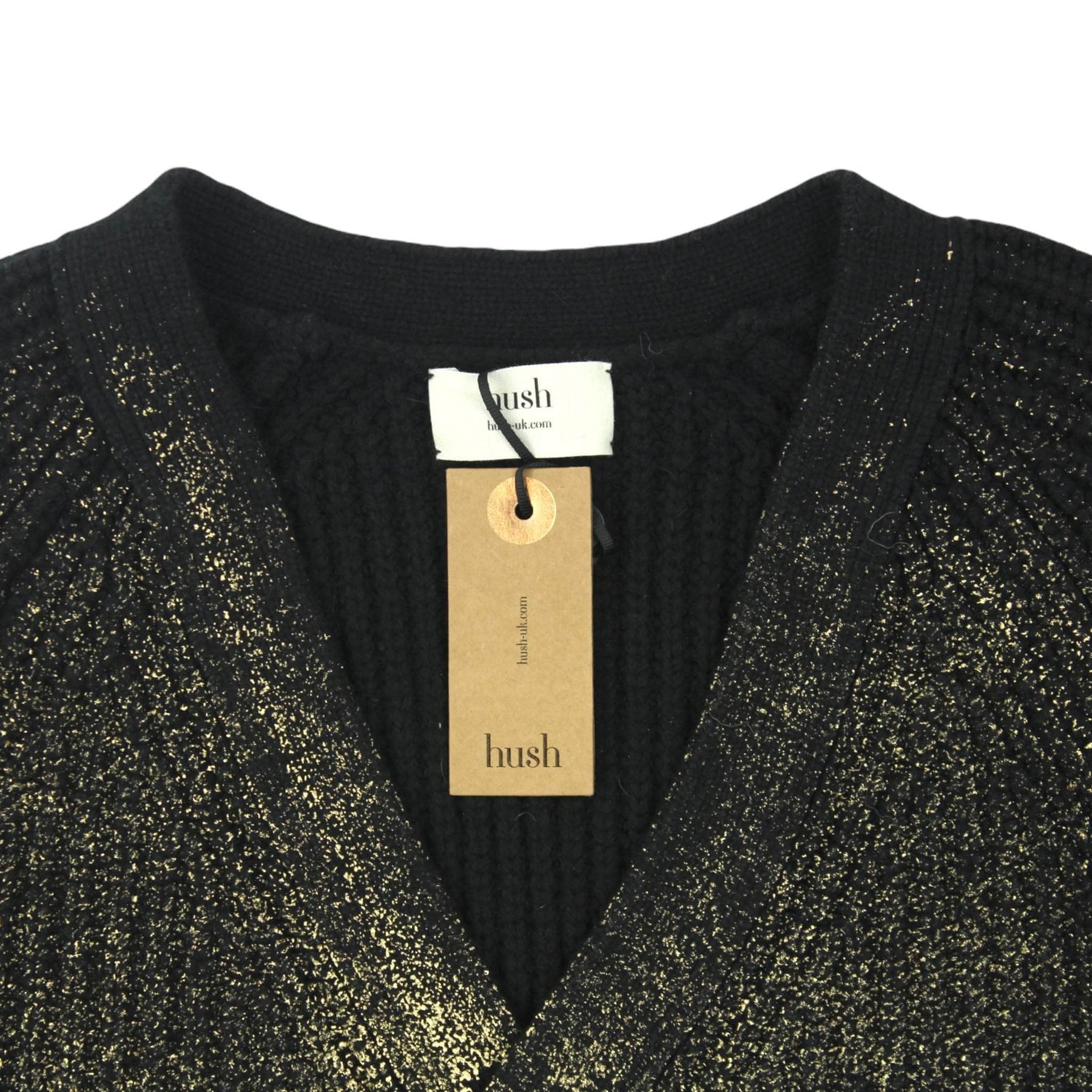 Hush Gold "Aura" V-Neck Chunky Knit Jumper