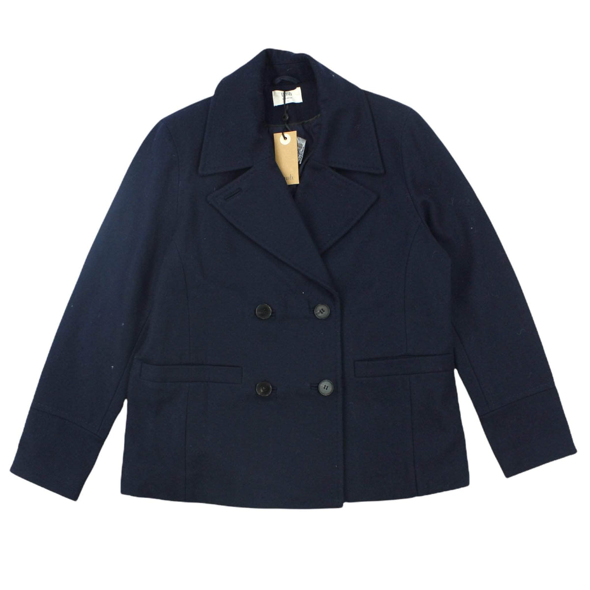Hush UK 16 Navy Double Breasted Pea Coat