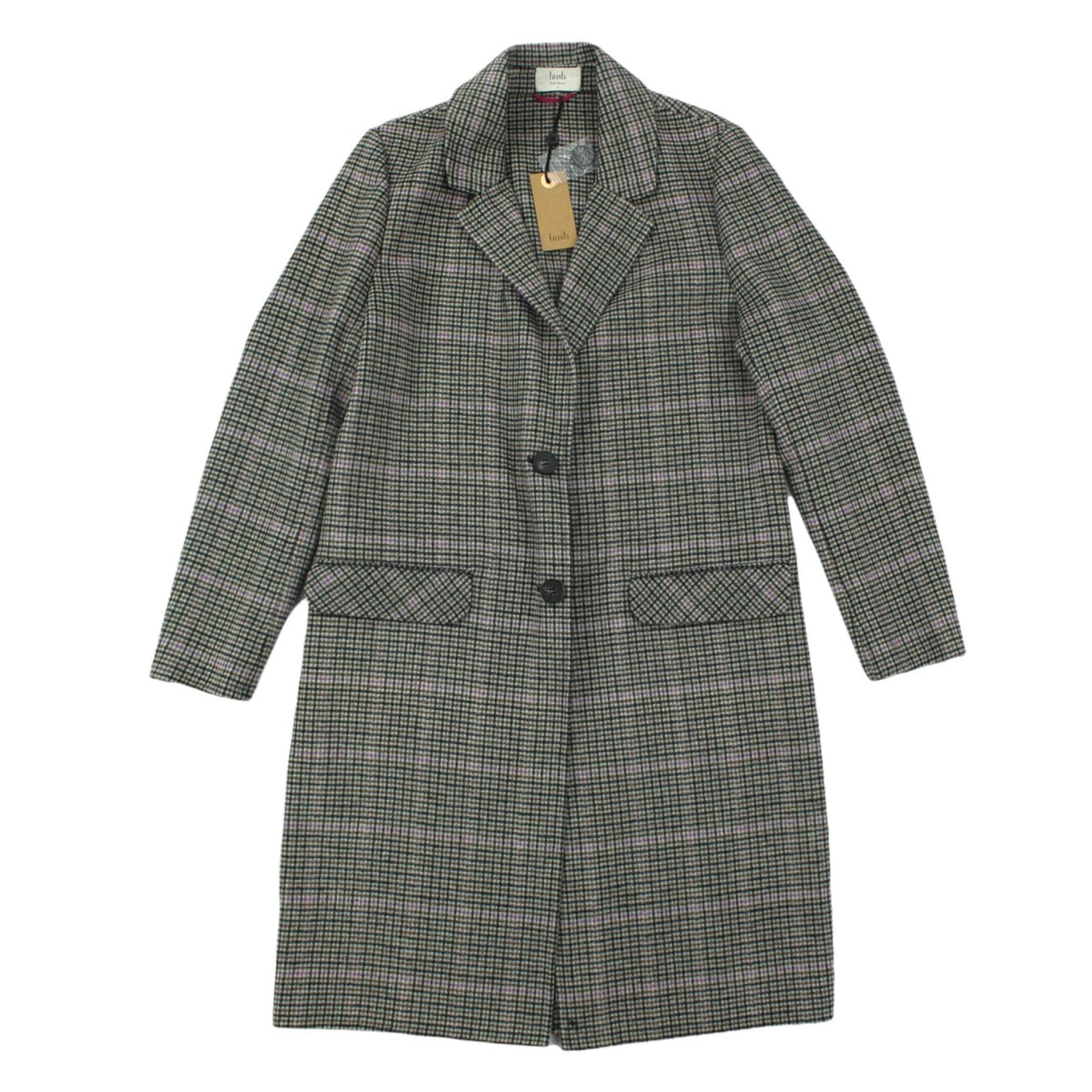 Hush Brown Check Long Coat