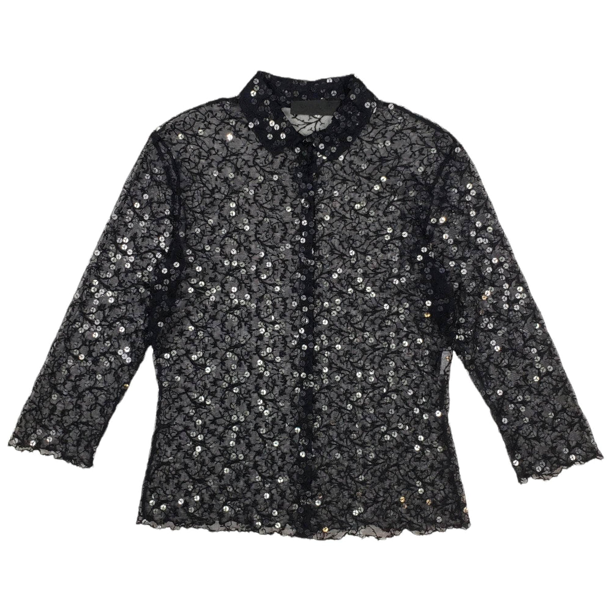 Ronit Zilkha Black Sequined Lace Blouse