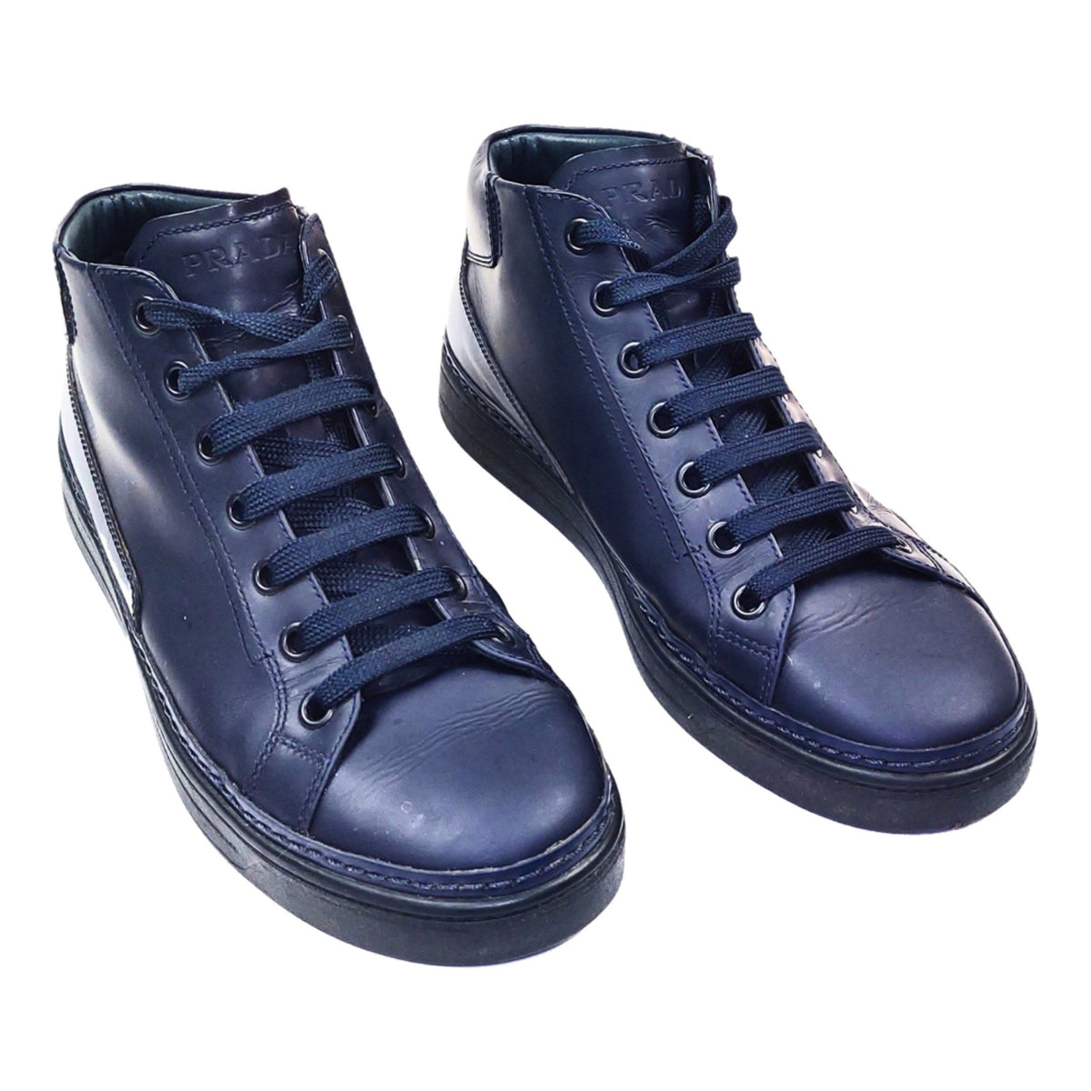 Prada Midnight Blue Hi-Top Trainers | Shop from Crisis