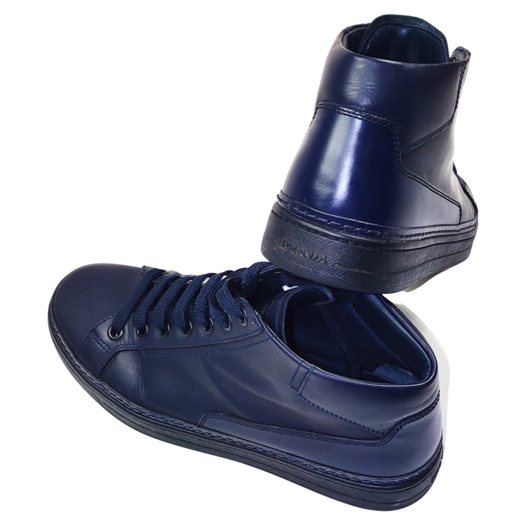 Prada Midnight Blue Hi-Top Trainers