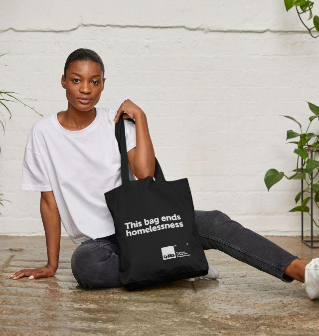 This Bag Ends Homelessness Black Tote Bag