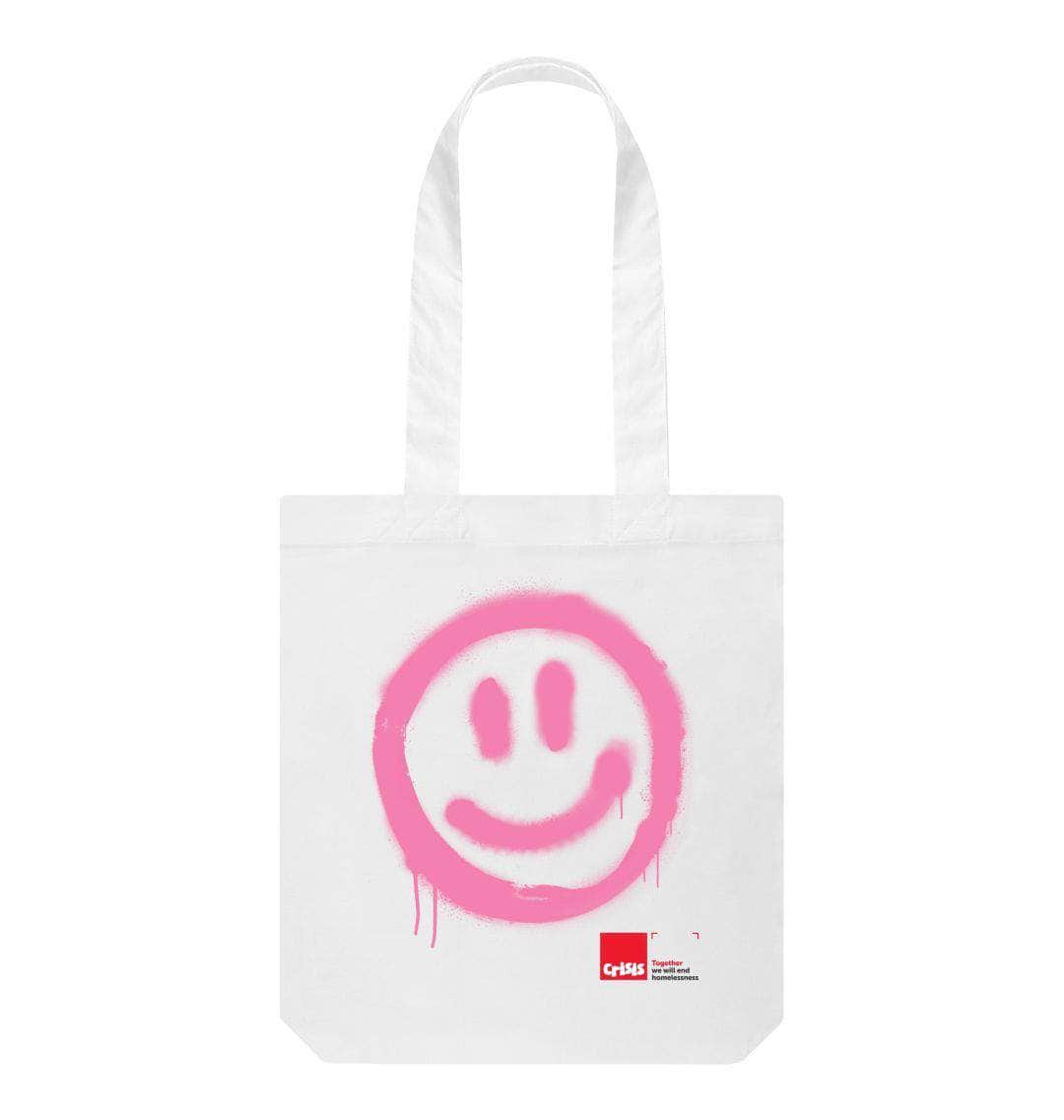 White Smiley Face Tote Bag
