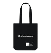 Black #EndHomelessness Teemill Black Tote Bag