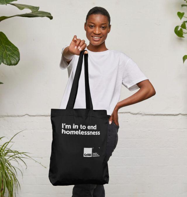 I'm In To End Homelessness Black Tote Bag