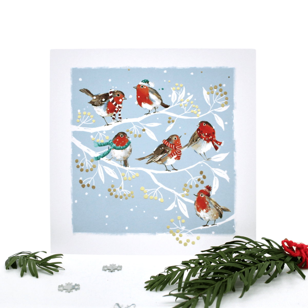 Festive Robins Christmas Cards - Pack of 10