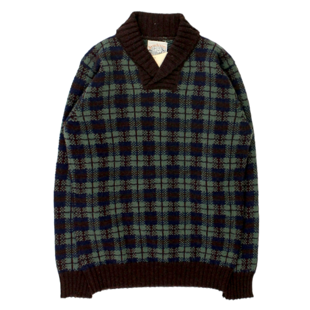 Jamieson's Maroon Plaid Knit Jumper