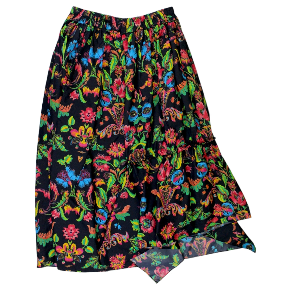 By Walid Black Floral Skirt