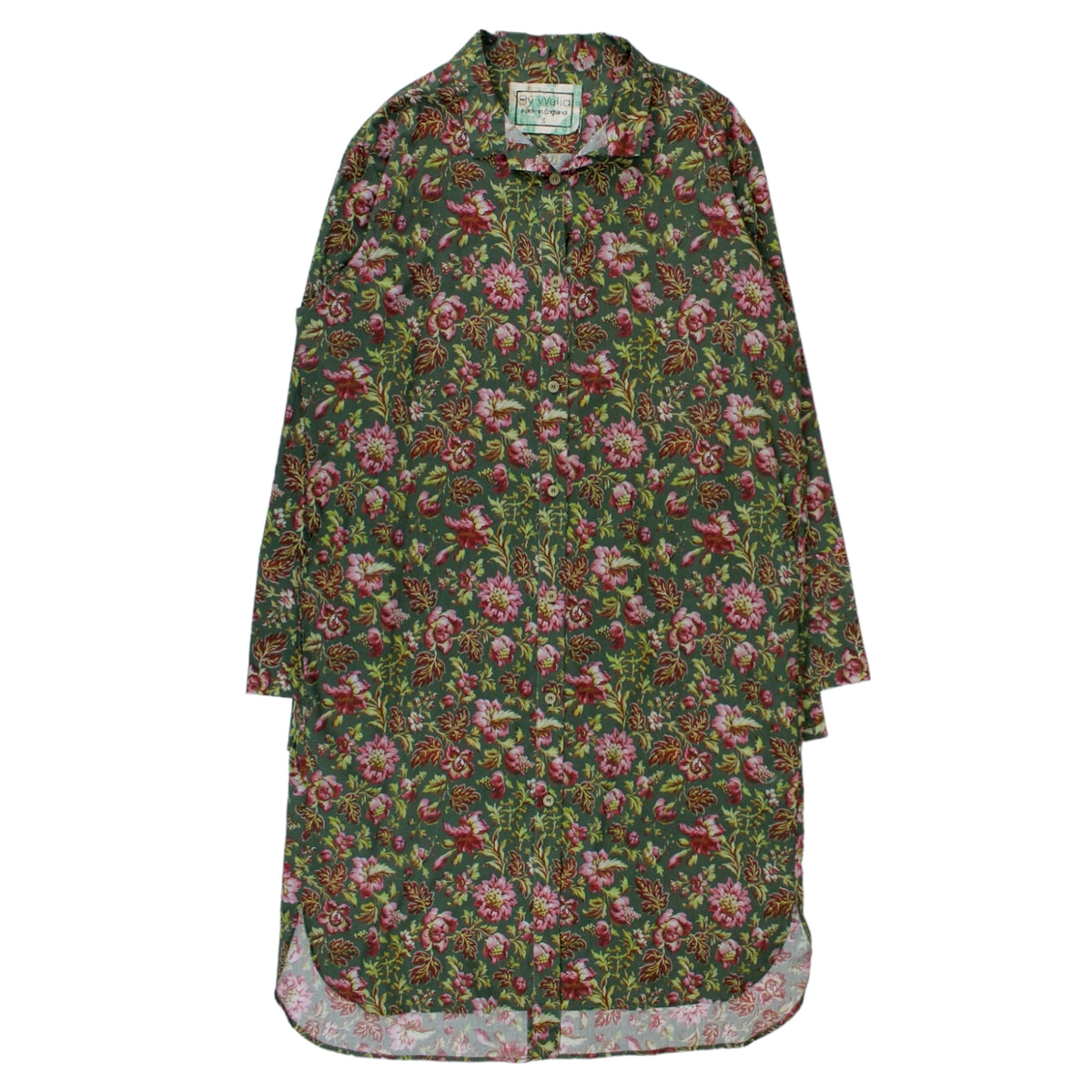 By Walid Green Floral Shirt Dress