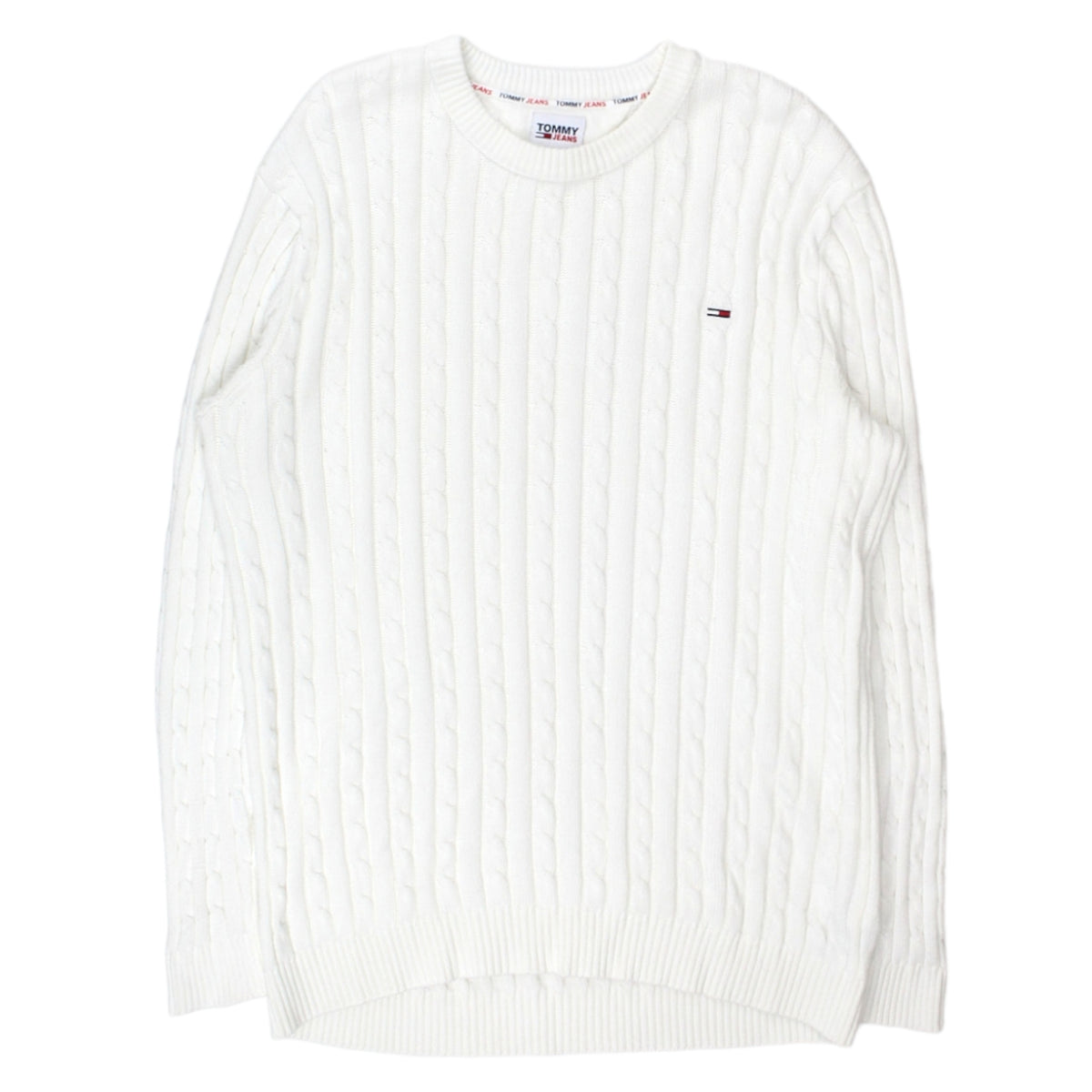 Tommy Jeans White Cable Knit Jumper
