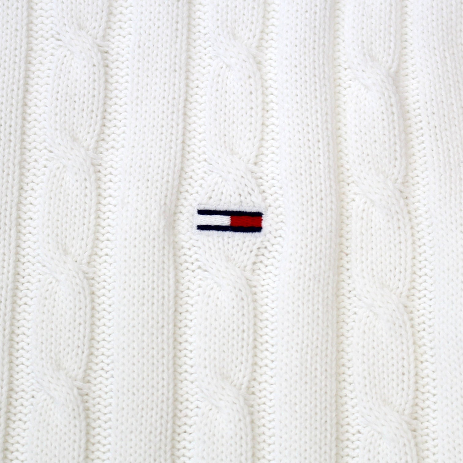 Tommy Jeans White Cable Knit Jumper