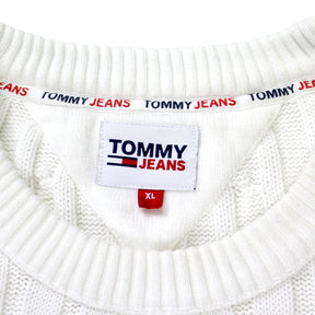 Tommy Jeans White Cable Knit Jumper