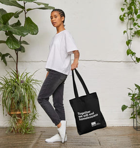 Together We Will End Homelessness Black Tote Bag